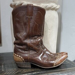 Vintage Tony Lama Brown Heeled Boots Western Rodeo Country Thunder Cowgirl